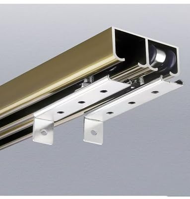 Kit de rail de porte coulissante, quincaillerie pour porte de grange à double poche avec roues, rail en aluminium pour installation de placard