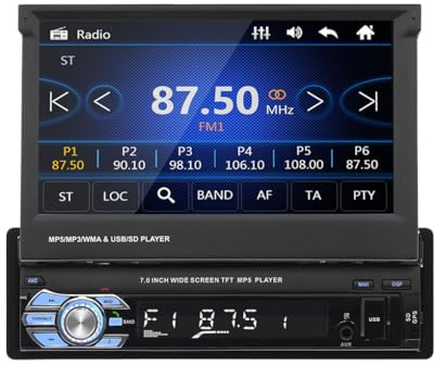 mophrati 7 Zoll Auto Radio GPS Navigation Versenkbare Touchscreen Player Video MP5 Bluetooth kompatibel Stereo Noise Reduction FM