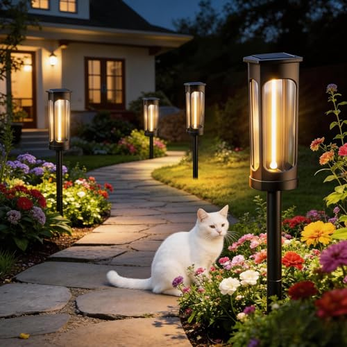 Solarlampen für Außen Gartenleuchten Solar, Gartenlampen für Draußen Leuchten Garten 4 Stück, Helle Solarleuchten Warmweiß LED Wegeleuchte für Gartenwegen Einfahrten Beeten Terrasse Rasen Hof Deko