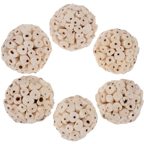 Homoyoyo Lot de 6 Boules à Mâcher Comestibles pour Lapins, Cobayes et Hamsters, Jouets Naturels Doux et Coloris Sobres, Stimule la Mastication Recherche de Nourriture pour Petits Animaux