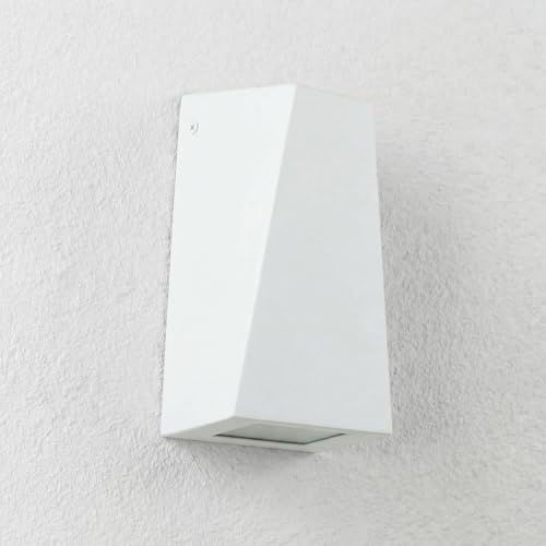 Maxkomfort Außenwandleuchte Up & Down IP44 – Inkl. 2x LED GU10 Warmweiß – Edelstahl Wandleuchte Außen Weiß – Wetterfeste Außenbeleuchtung für Garten & Terrasse – Komplett-Set, Sofort Einsatzbereit
