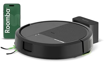 iRobot Roomba® 115 Combo robot aspirapolvere lavapavimenti, 15.000 Pa | Compatto, aspirazione e lavaggio 2 in 1, mappatura ClearView™ LiDAR, SmartScrub™, controllo app e vocale, nero