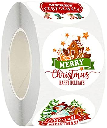 Jiangbered 1 Rolle 500 Stück Weihnachten Aufkleber 1,5 für Karten, Mehrfarbig