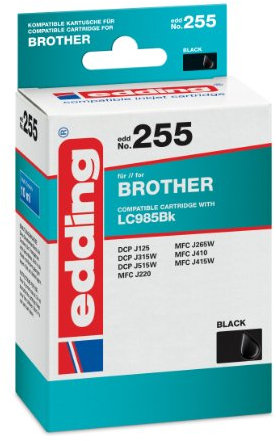 edding 18-255 Druckerpatrone EDD-255 Ersetzt: Brother LC985Bk, Einzelpatrone, schwarz