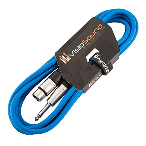 VisioSound Female XLR to 6.35mm 1/4 Mono Jack Lead/Microphone/Signal Cable / 6 Colours 3m Blue
