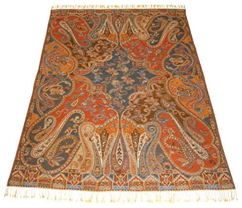 Lorenzo Cana - Premium Wolldecke Landhausdecke aufwändig Jacquard gewebtes Paisleydesign Muster flauschig weich Decke 100% Wolle Wohndecke Sofadecke 96207