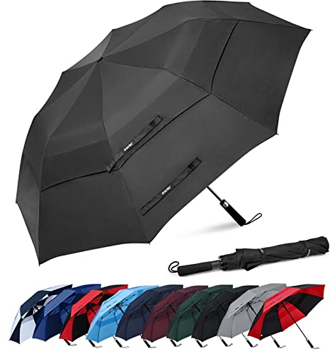G4Free 62 Inch Windproof Golf Umbrella Large Folding Umbrella Automatic Open Double Vented Canopy Portable Rain Sun Protection Umbrella