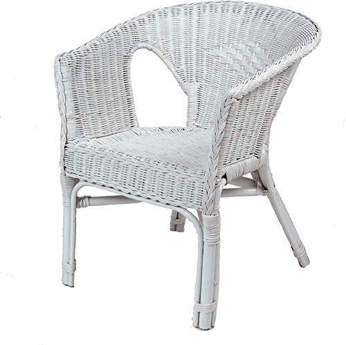 Desser Indoor Small Adults Wicker Loom Chair in White – Fully Assembled Natural Cane – Dimensions: H72cm x W60cm x D60cm, Floor to Seat 44cm
