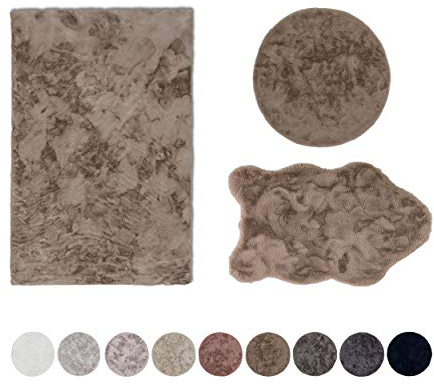 Schöner Wohnen Kollektion Hochwertiger Kunstfell Teppich flauschig - Teppich Wohnzimmer - Hochflorteppich Lammfell Schaffell - Dekofell rechteckig Cappuccino 120 x 180 cm