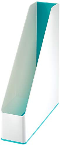 Leitz Stehsammler A4, 4er Pack, Zweifarbiges Design, Weiß/Eisblau, Duo Colour, WOW, 53621051