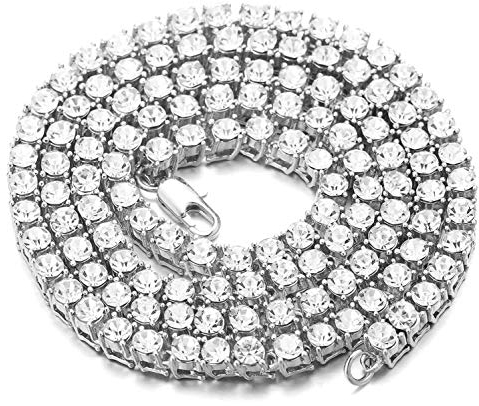 Halukakah Herren Goldkette Iced Out,5.5MM Herren Tenniskette Platin überzogen Weißgold Halsband Halskette 55cm,Labordiamant,Geschenk für Ihn