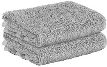 StickandShine 2er SET Premium Frottee Gästehandtuch 30x50 cm in mittelgrau in 500g/m² aus 100% Baumwolle