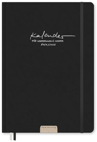 Eine der Guten Lehrerkalender 2025 2026, A5+ Lehrerplaner, 4 Seiten pro Woche, hochwertiger Hardcover Schulplaner schwarz für Schuljahr 25/26, 17x24 cm, nachhaltig & klimaneutral