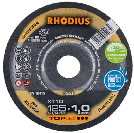 RHODIUS TOPline XT10 PACK Extradünne Trennscheibe 125 x 1,0 x 22,23 mm 25 Stk
