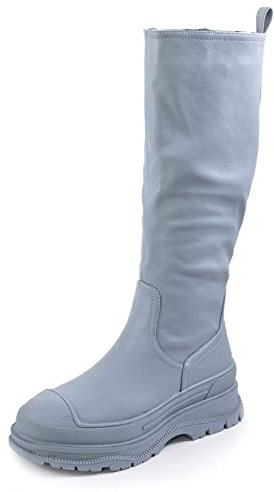 Toocool Stivali Donna carrarmato Biker Boots Anfibi Casual Scarpe GR-6621 [39,Blu]