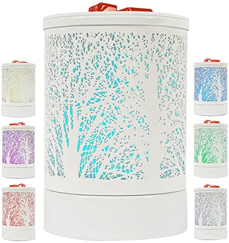 Wax Melt Burners Electric Wax Burner Oil Burner lamp Warmer Fragrance Scented Wax Melts Melter with 7 Colors LED Changing Light Replacement Silicone Tray for Home Office Decoration Gift (Tree Pattern)