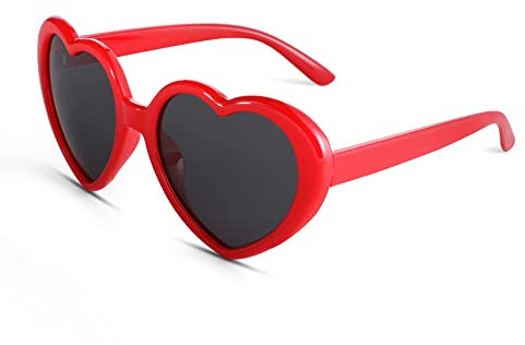 COASION Herz Sonnenbrille für Damen Herzform Polarisierte Aesthetic Herzbrille Party Festival Rave Heart Shaped Sunglasses