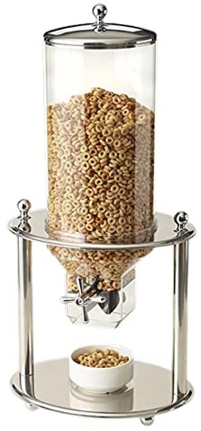 Steelite Creations Cereal Dispenser, Single Canister, Stainless Steel, Commercial Restaurants Buffet Use, Food Storage and Dispensing Container, Dispensing Dry Foods Cereal, Candy, Snacks, 3 Gallon