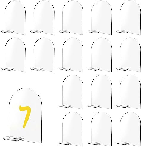 JustYit 20 Pièces Numero Table Mariage Numéro de Table Mariage en Acrylique Panneau Acrylique Transparent pour Noms D'invités,Numéros de Table pour Décoration de Fête de Mariage,Evénement