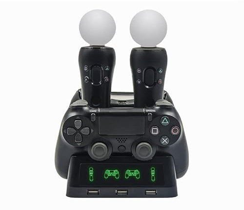 Estación de Carga de Mando para PS4 PSVR VR Move para PS Move, Estación de Carga de Mando Doble con Indicadores LED