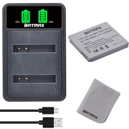 Batmax NB-4L NB 4L Battery and USB Battery Charger for Canon IXUS 40 30 50 60 70 80 i5 i7 PowerShot SD40 SD30 SD200 SD300 SD400 SD600 SD630 SD750 SD1100 IS SD940 SD1000 TX1 ELPH 100 HS 300 310 330