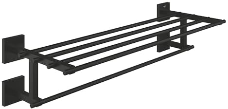 GROHE Start Cube - Multi-Badetuchhalter (für 5 Handtücher, 60cm (Bohrabstand 55,8cm), verdeckte Befestigung, mit Befestigungsmaterial), matt schwarz, 410992430