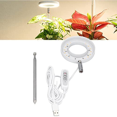 TOWEBOORY 5W Grow Lights for Indoor Plants, Full Spectrum Plant Light Full Spectrum Growing Lamp Height Adjustable Halo Grow Lights with 2/4/8H Timer 4 Dimmable Levels for Indoor Plants