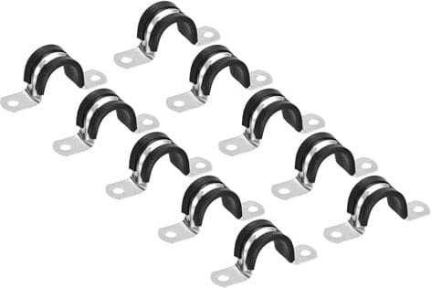 PATIKIL 1.26 inch/32mm Rigid Pipe Strap Clamp, 12 Pcs 304 Stainless Steel Two Hole U-Shape Tube Clip Pipe Fasten Holder for Pipe Fixing