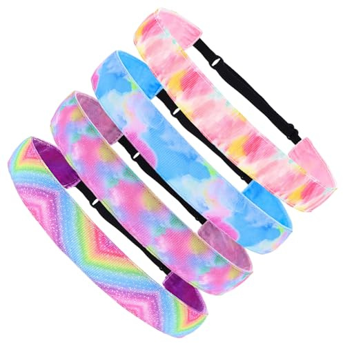 4 Elastici per Capelli per Ragazze e Bambini, Fascia per il Sudore per la Corsa, Sportiva Antiscivolo, Colorata alla Moda