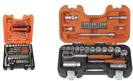 Bahco S138 Socket & Mechanical Set, Metric/AF 1/4, 3/8, 1/2 Drive, 138 Pieces & S330 Socket Set 34 Piece 1/4 and 3/8 Square Drive