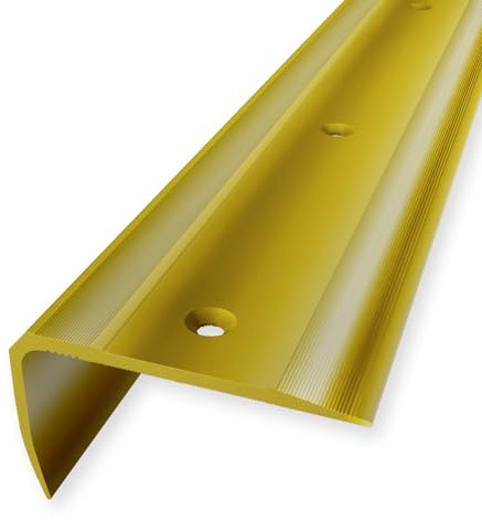 Treppenkantenprofil 29 x 53 x 2500 mm Winkelprofil Messing Poliert Geriffelt Versenkt Gebohrt Messing Einfasshöhe 0-27 mm Küberit