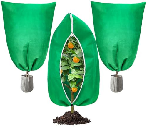 YBCCBY 3 Pz Protezioni per Piante Invernali,Cappuccio Protezione Piante,Sacco di Protezione Invernale con Cerniera e Coulisse,Borsa Protettiva per Telo Antigelo Piante (1 Pz 120x180cm, 2 Pz 80x120cm)