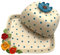 Butterdose mit Deckel Keramik Bunt Handbemalt (gepunktet blaue Blume)