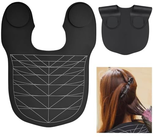 Ygapuzi Grand collier de coupe de cheveux en silicone imperméable kit de coupe de cheveux collier de teinture de cheveux avant lesté avec lignes de guidage pour salon de coiffure coloration (Noir)