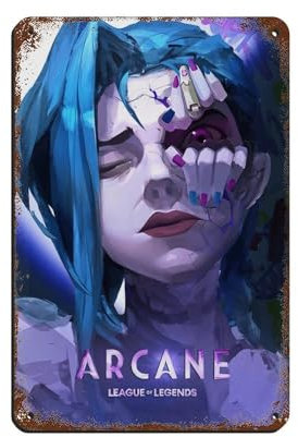 WGRWA Jinx Poster Arcane Jinx, retrò, in metallo, stile chic, retrò, pittura in ferro, decorazione da parete, per bar, grotte, bar, famiglia, garage, 20 x 30 cm