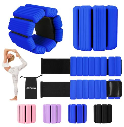 Gewichte für Beine und Arme für Damen Herren Set 2er (je 0,5 kg) - Arm Fuß Gewichtsarmband 1kg Verstellbare Gewichtsmanschetten für Fitness, Yoga, Pilates, Aerobic, Gehen, Schwimmen - Blau