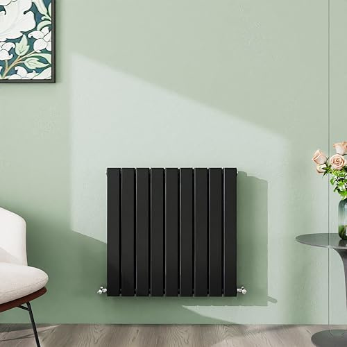 Simple Bathroom 600×612mm Black Horizontal Designer Radiator Double Panel Modern Central Heating Flat Panel Radiators