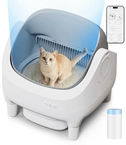 TRIUMPHKEY Arenero Gatos Autolimpiable,App Control,Bandeja Sanitaria Superior Abierta Autolimpiante,XXL,15 kg Gato Grande,15 días Autolimpiante,para Varios Gatos Bandeja Arenero Autolimpiable