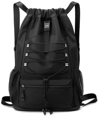 Qoosea Mochilas de Cuerdas Impermeable Bolsa de Deporte, Gran Capacidad Nylon Mochila de Gimnasio con Cordón para Hombre Mujer, Gym Bag de Cincha para Escolar, Senderismo, Casual, Viaje, Playa