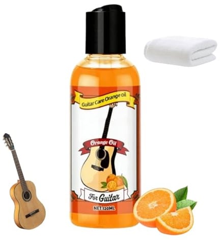 Griffbrett Öl Gitarre, Gitarren Pflegeset, Gitarren Pflegeöl, Griffbrett-Zitronenöl, Gitarrenpflege Set, mit Instrumenten Reinigungstuch, Gitarren Griffbrett Öl und Politur, Gitarrenzubehör, 120ml