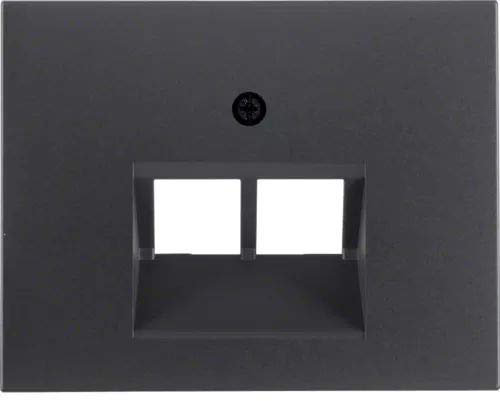 Hager K1 – Plaque centrale pour prise Double Anthracite