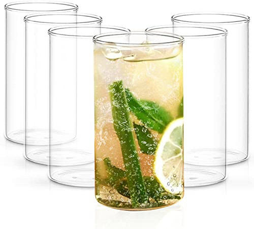 Borosil Juego de 6 Vasos de borosilicato de 12 onzas, sin BPA, Juego de Vasos de Agua Transparentes y Ligeros, Resistentes al Olor, Aptos para congelador y lavavajillas, Vasos para Jugo, Cerveza y