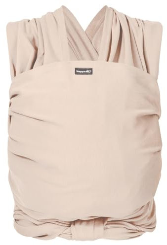 Hoppediz Elastisches Baby-Tragetuch - für Neugeborene ab Geburt (2-9 kg) - aus kbA-Baumwolle - Creme 4,60 m