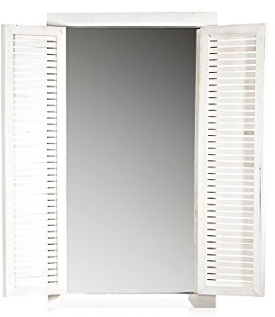 Espejo con persianas en blanco de madera Shabby Chic