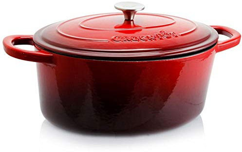 Crock-Pot Artisan Oval Enameled Cast Iron Dutch Oven, 7-Quart, Scarlet Red