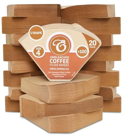 EDESIA ESPRESS – 2000 Cone Coffee Filters in Paper – Coffee Filter No.4 for Manual Coffee Maker, Pour-Over and Gentle Brewing – Size 4 Brown