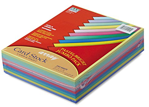 Pacon Card Stock, Pastel and Bright Jumbo Assortment, 10 Colors, 8-1/2 x 11, 250 Sheets