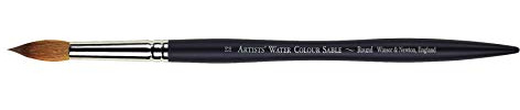 Winsor and Newton Artists Watercolour Sable Brush Round Size 12 | High Quality Hand-Made Brushes, Kolinsky Sable Hair, Brichwood Handles, Nickel Ferrules, Sculpted Handles with Matte Finish