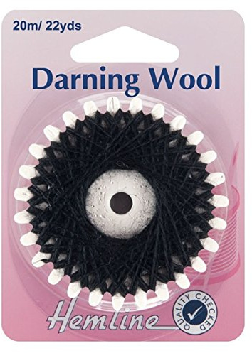 Hemline Wool & Polyester Darning Yarn 20m Black - Each