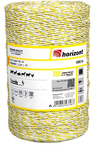 horizont Weidezaunlitze ranger® W3-O, 1000 m lang, gelb, 3x 0,25 mm TBmax-Leiter, 160 kg Bruchlast, für Mittlere bis lange Zäune, Weidezaunband, Breitband Litze, Elektrozaun